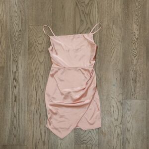 BCX Blush Satin Asymmetrical Cocktail Dress Size 3 Tulip Hem